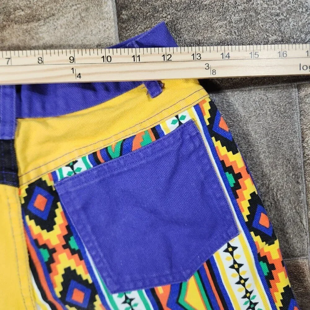 Vintage 80s Colorful Western Style Jean Shorts by Carolina Colours Size 7 - Picture 5 of 8